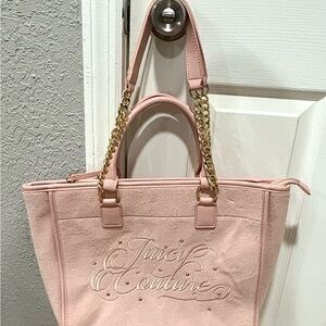 Juicy Couture Pink and Gold terry cloth Tote bag